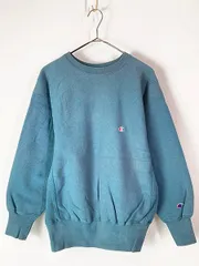 古着 90s USA製 Champion Reverse Weave ワンポイント リバース スウェット 水色 M 古着 