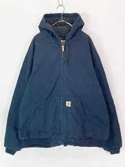 古着 USA製 Carhartt ネイビー ダック 防寒 パデット アクティブ パーカー ジャケット XXL Tall 古着 