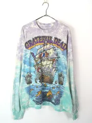 古着 90s Grateful Dead 「Ship of Fools」 スカル ローズ デッドベア ロック バンド タイダイ 長袖 Tシャツ ロンT カットソー XL位 