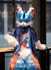 着ぐるみ ケモノ体 フルスーツ セット 青 水色 犬 全頭ヘッド ファー