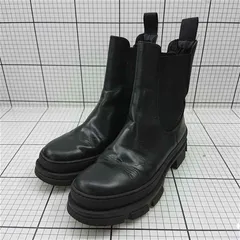■ ⊇ ブラックチェルシーブーツ レザー 厚底 38サイズ メンズ E  【1511110027836】