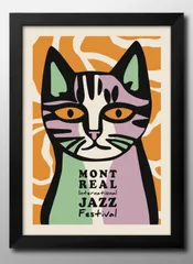 15249カナダ モントリオール ジャズ 猫 ネコ A3 サイズ ポスター アート おしゃれ 絵画 インテリア 北欧 イラスト マット紙 艶消し アートパネル 額 フレーム デザイン 壁掛け ギフト 新築祝い ディスプレイ