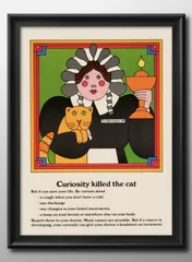15181ハッタンアートポスター Curiosity killed the cat A3 サイズ ポスター アート おしゃれ 絵画 インテリア 北欧 イラスト マット紙 艶消し アートパネル 額 フレーム デザイン 壁掛け ギフト 新築祝い ディスプレイ