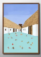 15312ハワイ バカンス プール A3 サイズ ポスター アート おしゃれ 絵画 インテリア 北欧 イラスト マット紙 艶消し アートパネル 額 フレーム デザイン 壁掛け ギフト 新築祝い ディスプレイ
