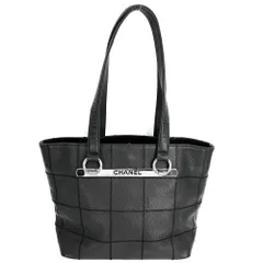 【大売出し】 シャネル ハンドバッグ レディース チョコバー 肩掛け トートバッグ CHANEL レザー ブラック 黒 シルバー金具【中古品】
