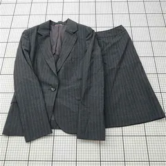 ◇ Θ レミュー LES MUES レディーススーツセットアップ Lサイズ グレーストライプ ウール混 レディース レディース E  【1511110032533】