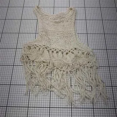 ◇ ⊂ イエン YENN Y231-91006DP フリンジニットベスト コットン100% アイボリー系 レディース E  【1511110032502】