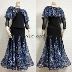 MERRY】新品 社交ダンス ツーピース セットアップ 青 黒 白 パーティ