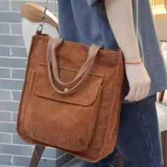 レディース コーデュロイ2wayショルダーバッグ　トートバッグ　ブラウン