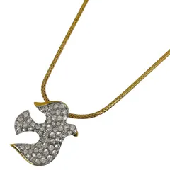 【在庫一掃】 スワロフスキー SWAROVSKI クリスタル バードモチーフ ネックレス ジルコニア 鳥 ネックレス GP ゴールド レディース 【中古】