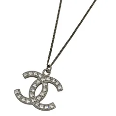 シャネル CHANEL ココマーク ラインストーン ネックレス CC ネックレス シルバーメッキ ラインストーン シルバー レディース 【中古】