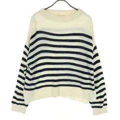 earth music&ecology アースミュージックアンドエコロジー ボーダー 長袖 モックタートルネック セーター Free ホワイト レディース 古着