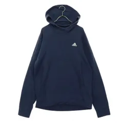 adidas アディダス ワンポイントロゴ 長袖 裏起毛 パーカー O ネイビー メンズ 古着