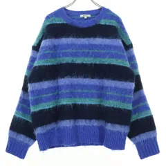 niko and... ニコアンド ボーダー柄 長袖 ニット Big ブルー レディース 古着