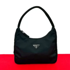極 美品 希少品 PRADA プラダ 三角ロゴ 金具 プレート テスート ナイロン ミニ ハンドバッグ アクセサリーポーチ ブラック 黒 92130