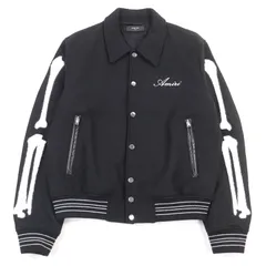 AMIRI ボーンバーシティジャケット サイズ48 アミリ タグ付き新品未使用品 AMIRI（アミリ） BONES VARSITY JACKET ウール ロゴ刺繍 レザー