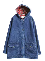 【お得なクーポン配布中!】 80s USA製 エルエルビーン デニム マウンテンパーカー レディース L メンズ M ヴィンテージ フルジップ チェック ライナー付き ジャケット