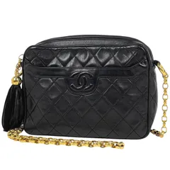 シャネル CHANEL ココマーク フリンジ チェーン ショルダーバッグ タッセル マトラッセ ショルダーバッグ レザー ブラック レディース 【中古】