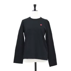 PLAY COMME des GARCONS プレイ コムデギャルソン Tシャツ ブラック 黒 サイズ:L | ハート ワッペン 長袖 Tシャツ / カットソー | ロングスリーブ クルーネック 刺繍 コットン | 日本製 | トップス【レディース】【中古】