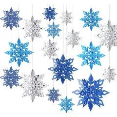 【数量限定】吊り下げ 立体 18点セット クリスマス クリスマス ガーランド パーティーグッズ クリスマス 壁飾り かわいい 3D デコレーション 装飾品 オーナメント インテリア 雪の結晶 スノーフレーク christmas snowflake 飾り付けセッ