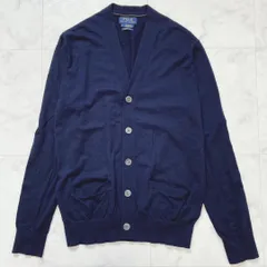 ポロラルフローレン メリノウールカーディガン ネイビー エルボーパッチ S