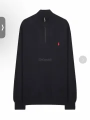 ポロ ラルフローレン ポニーロゴ 刺繍 ハーフジップアップ ブラック XL