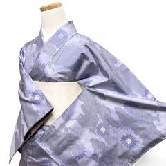 未着用 小紋 大島紬 菊花 雲 くすみカラー 着物 121b d ms - メルカリ