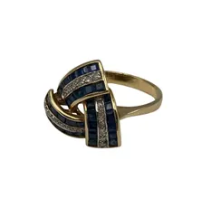 K18 サファイア2.00ct ダイヤ0.10ct リング 15号 中古 D4