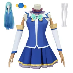  アクア コスプレ衣装【ウィッグ付き、髪飾り、あし飾り】 この素晴らしい世界に祝福を めぐみん 同人服 人気キャラ cosplay 仮装 
