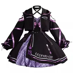  アイドル ダンス衣装 ロリータワンピース 地雷系 ゴスロリ 長袖 黒 紫リボン 大きいサイズ 肉球 コスプレ衣装 森ガール ゆめ