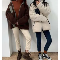 ボアジャケット アウター リバーシブル レディース ブルゾン フリース ビッグシルエット オーバーサイズ シンプル ストリート カジュアル ミリタリー 秋 冬 冬服 wenjiadi01