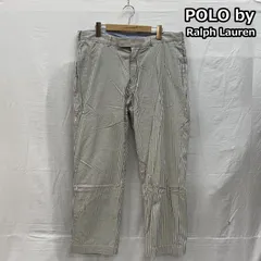 ポロバイラルフローレン CLASSIC FIT スリランカ製 サッカー生地 ストライプ柄 トラウザー パンツ メンズ 36インチ ISItems【USED】【古着】【中古】50148268