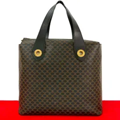 極 美品 CELINE セリーヌ マカダム ブラゾン トリオンフ 柄 サークルロゴ 金具 レザー ハンドバッグ トートバッグ ブラック 41298