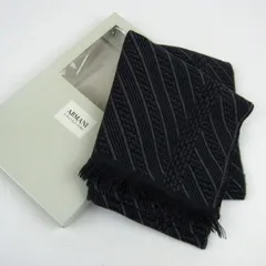 アルマーニコレッツォーニ スカーフ 総柄 ウール ストール マフラー イタリア製 ブランド メンズ ネイビー ARMANI COLLEZIONI 【中古】