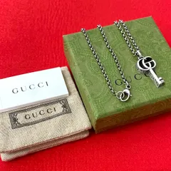 極 美品 箱 袋付き GUCCI グッチ アラベスク ダブルG キーネックレス シルバー925 ペンダント チョーカー アクセサリー シルバー 1056b