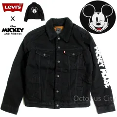 【 メンズ 日本サイズ M リーバイスサイズ S 】未使用 リーバイス ミッキーマウス DISNEY コラボ ボアジャケット TYPE3 シェルパ トラッカージャケット 防寒 裏地モコモコ Gジャン ボアG 黒 ブラックデニム 16365-0085