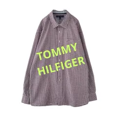 TOMMY HILFIGER　デザインシャツ　USA古着　刺繍　ギンガム　XL