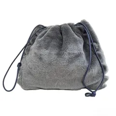LUDLOW(ラドロー) ポーチ美品  - ダークグレー 巾着型 フェイクファー