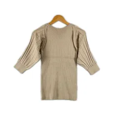 美品 LAGUNAMOON ラグナムーン 無地 オールシーズン 七部丈Tシャツ レーヨン ベージュ レディース F【古着】【中古】【送料無料】