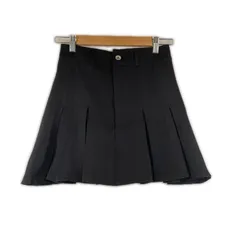 美品 NICE CLAUP ナイスクラップ 無地 オールシーズン ミニスカート ポリエステル ブラック レディース F【古着】【中古】【送料無料】