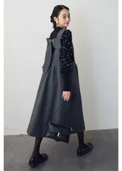 【新品】バックリボンボックスシルエットジャンスカ グレー◾️Frene フラーネ