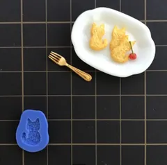 ミニチュアフードシリコンモールド  猫ちゃんクッキー　  粘土型 ドールハウス