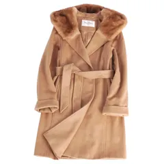 美品 マックスマーラ Max Mara 白タグ ベルト付き ロングコート キャメ