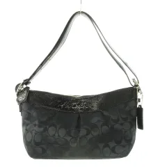 コーチ COACH ハンドバッグ ワンショルダー キャンバス ジャカード レザー 革 ロゴ シグネチャー 黒 ブラック F15511 /CK12 ■GY19