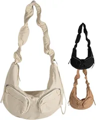 Over the moon ショルダーバッグ レディース 斜めがけ 超軽量 ナイロン 楽ちん ペットボトルが入る アウトドア 斜め掛け 旅行バッグ (アイボリー,  Free Size)