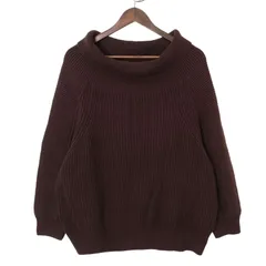 H&M エイチ＆エム 秋冬★ オフショルダー ニット セーター プルオーバー Sz.XL レディース 茶色 ブラウン 大きいサイズ