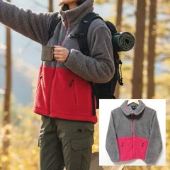 バイカラーがおしゃれ◎【THE NORTH FACE】ザノースフェイス ジップアップ フリースジャケット アウター ロゴ刺繍 アウトドア キャンプ 登山 グレー×ピンク レディース サイズS/M38832jY