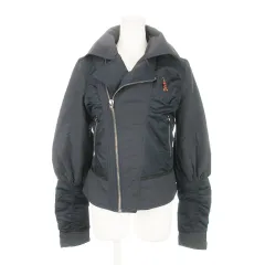 ディーゼル DIESEL ライダースジャケット ナイロン 中綿 チロリアンテープ S 紺 ネイビー /AH15 ■GY18