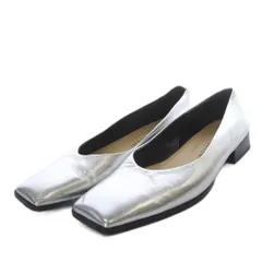 ファビオルスコーニ FABIO RUSCONI パンプス ローヒール スクエアトゥ レザー 39 シルバー色 /YO1