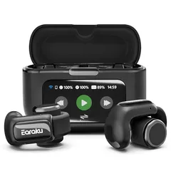 Earaku(イアラク)イヤホン Bluetooth オープンイヤーイヤホン【究極の音体験・業界初多機能タッチスクリーン】ワイヤレスイヤホン イヤーカフ ブルートゥース ノイズキャンセリング Bluetooth5.4 自動ペアリング マイク付き ENC通話 0